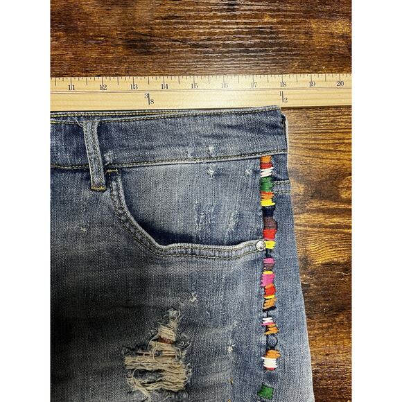 Anthropologie Blue Jean Shorts with Colorful Accents - Picture 10 of 12